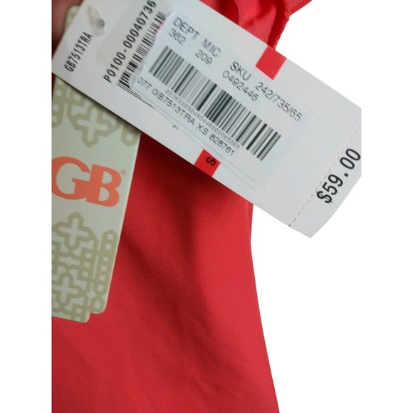 GB Coral Ruffle Sleeve Deep V Neck Top Blouse XS - Picture 3 of 6